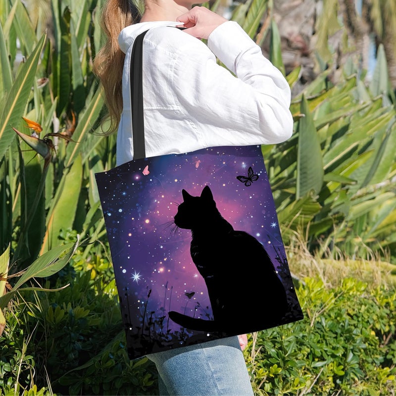 ANNA QUEEN Cat Tote Bag Shoulder Bag Handle Bag for Gym Yoga Picnic Beach Kitchen Reusable - Image 3